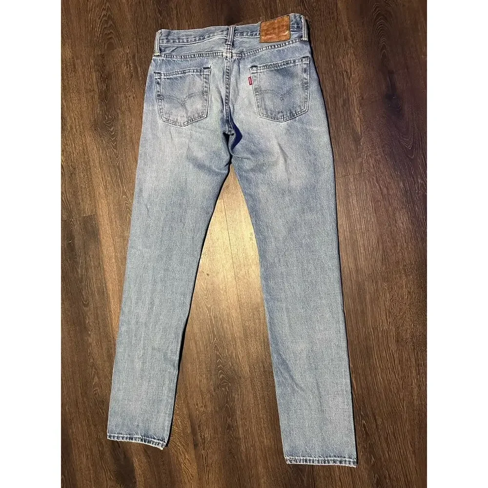 Levi's White Oak Cone Denim Selvedge Blue Jeans Distressed Size 30x34 Zip Fly